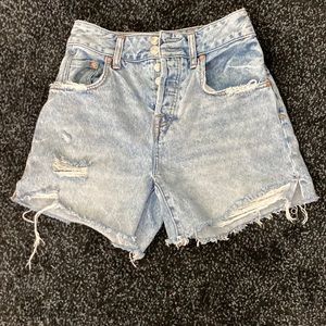Free People "We the Free" High Waisted Denim Cut-offs Longer Length, Size 24